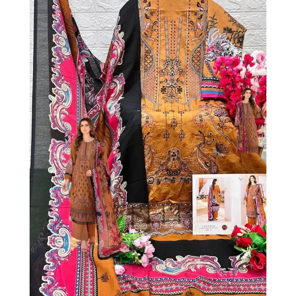 Pakistani Style Printed & Embroidered Dress