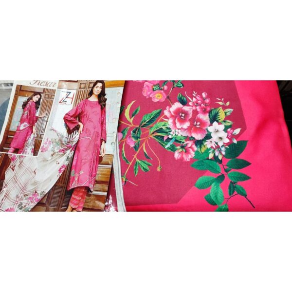 Hot Pink Cotton Satin Patch Work Suit
