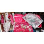 Hot Pink Cotton Satin Patch Work Suit