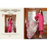 Hot Pink Cotton Satin Patch Work Suit