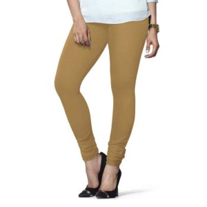 LUX Lyra Cotton Stretchable Full length Churidar Lycra Leggings for women - Biscuit