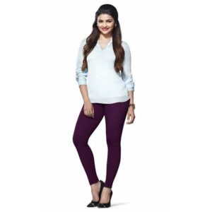 LUX Lyra Cotton Stretchable Full length Churidar Lycra Leggings for women - Dark Violet