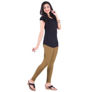 LUX Lyra Cotton Stretchable Full length Churidar Lycra Leggings for women - Fawn