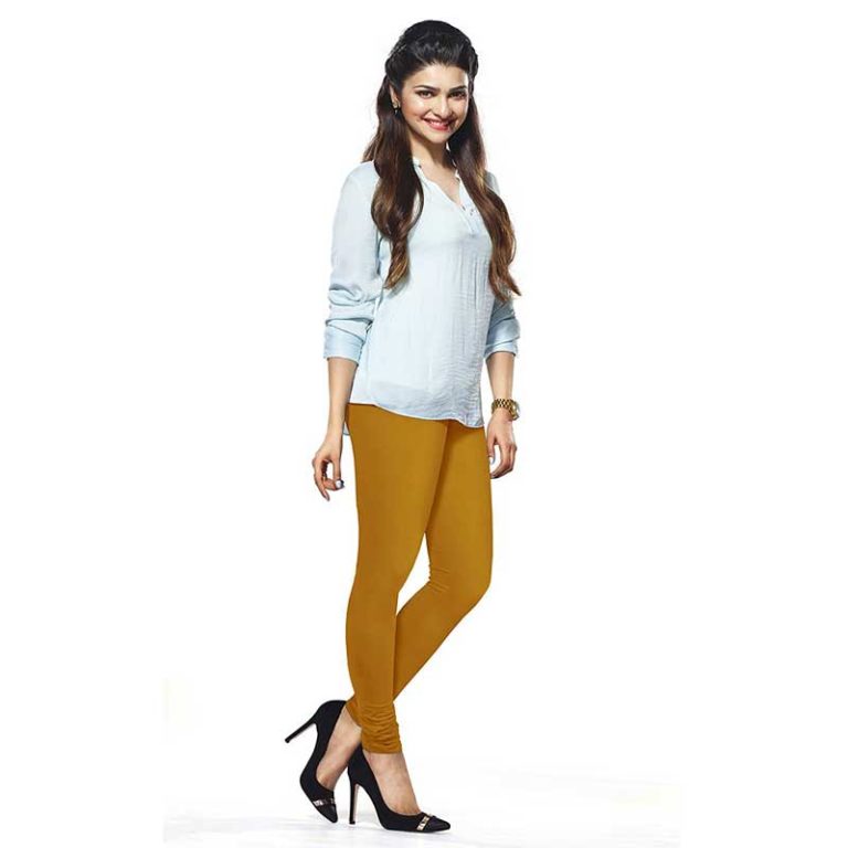 LUX Lyra Cotton Stretchable Full length Churidar Lycra Leggings for women -  Mustard - Frozentags - Ladies Dress Materials