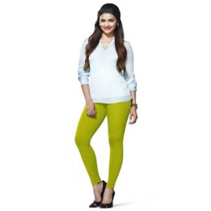 LUX Lyra Cotton Stretchable Full length Churidar Lycra Leggings for women - Parrot Green