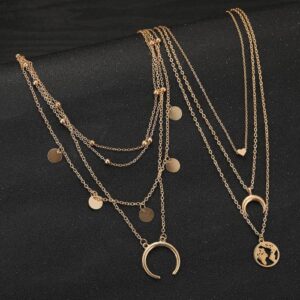 Buy gold plated layered necklace combo
