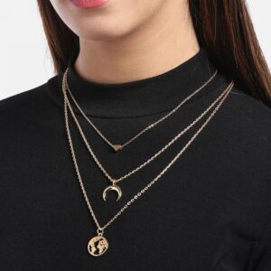 Buy gold plated layered necklace combo