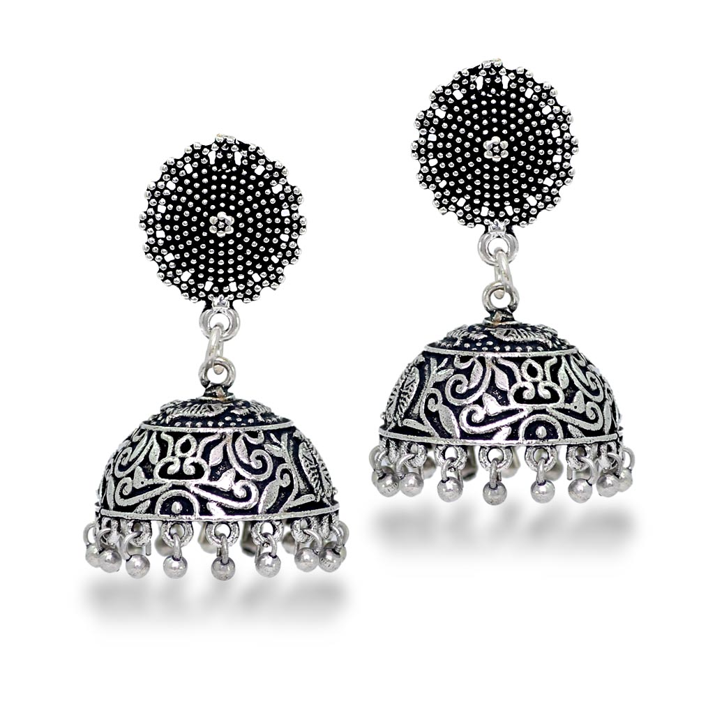 Beautiful Ethnic Design Golden Jhumka Earrings w/ Small Pearls #39085 | Buy Jhumka  Earrings Online