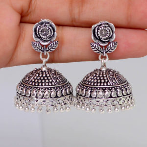 Silver Ethnic Traditional Jhumki Earrings online | Earrings Online Shopping at Low Price