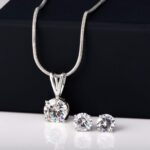 Platinum Plated Crystal Pendant Set for Womens