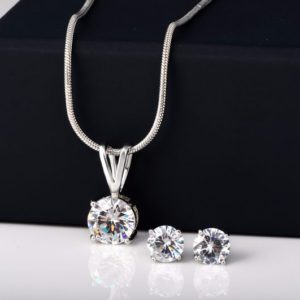 Platinum Plated White Crystal Pendant Set for Womens | Buy Designer Imitation Jewellery Pendant Sets