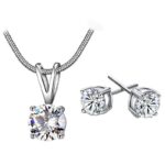 Platinum Plated Crystal Pendant Set for Womens