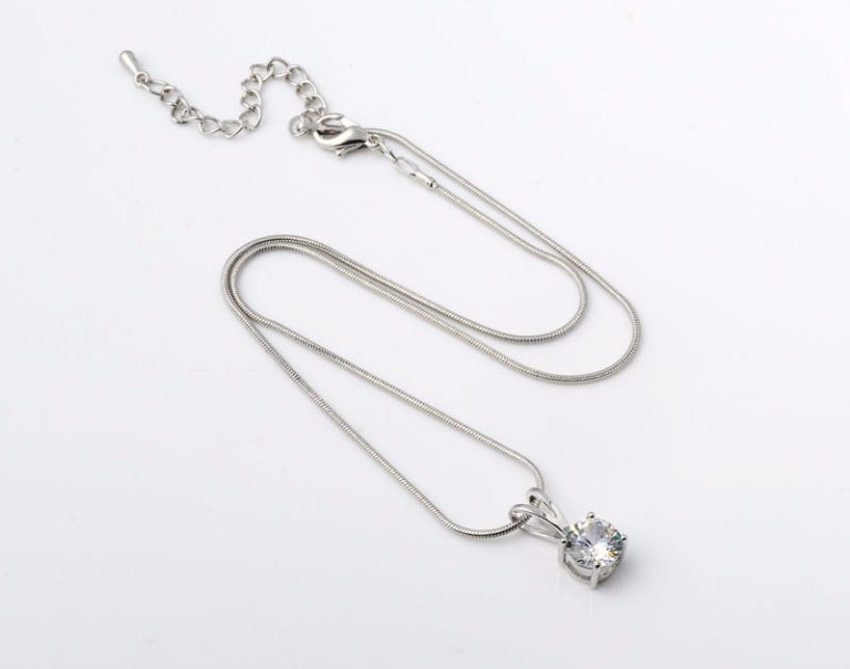 Platinum Plated Crystal Pendant Set for Womens