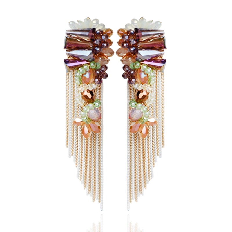 Green Indian Jewellery American Diamond Rose Polish Long Hangging Dangler  Earrings - Zakarto