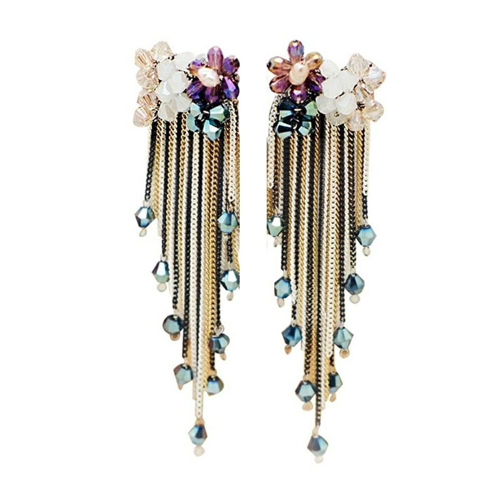 Vintage Earring Gold Color Bar Long Thread Tassel Drop Earrings for Women  Glossy Arc Geometric Fashion Jewelry Hanging Pendiente