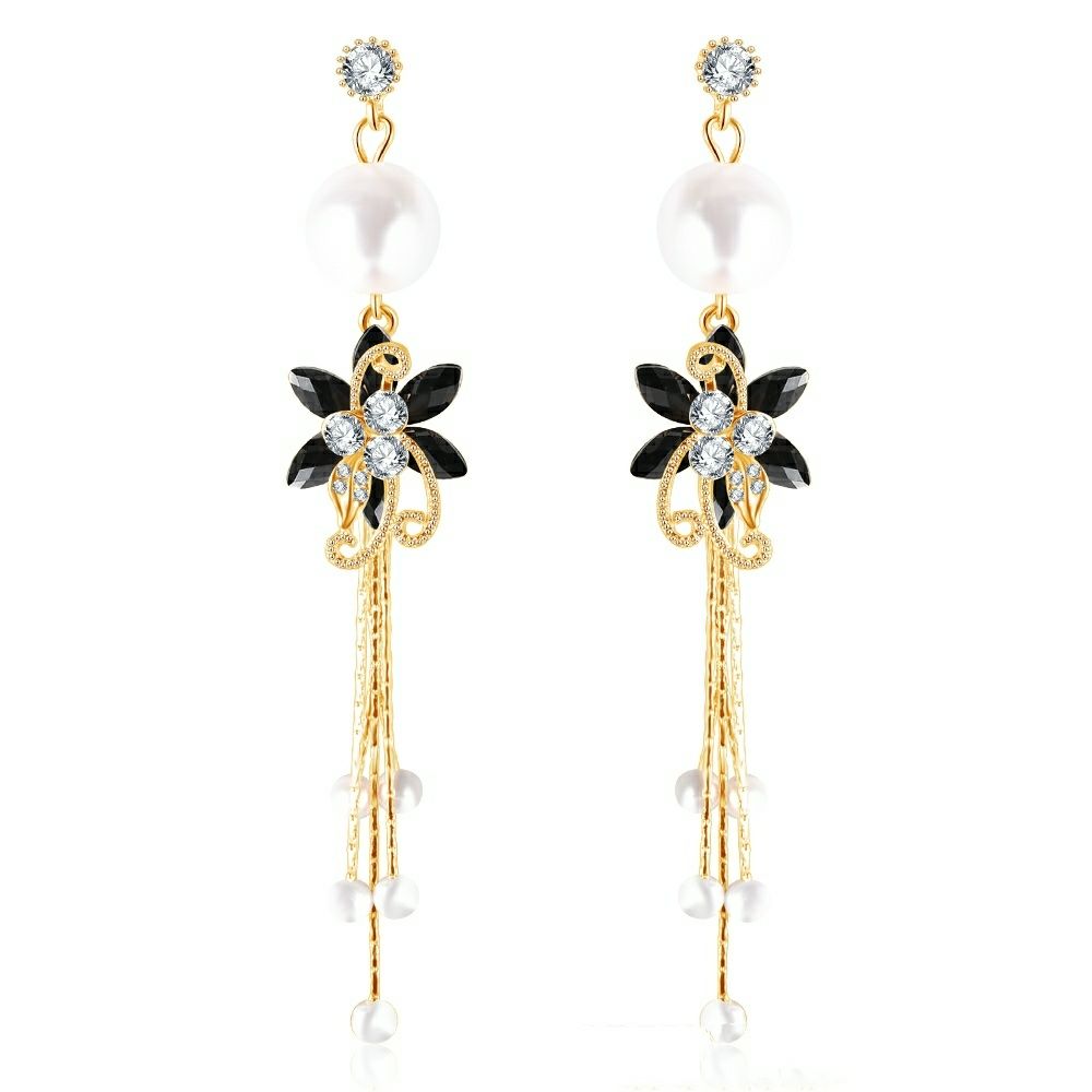 Buy SILVER PEARL AND GOLD DROP EARRINGS Online - Unniyarcha