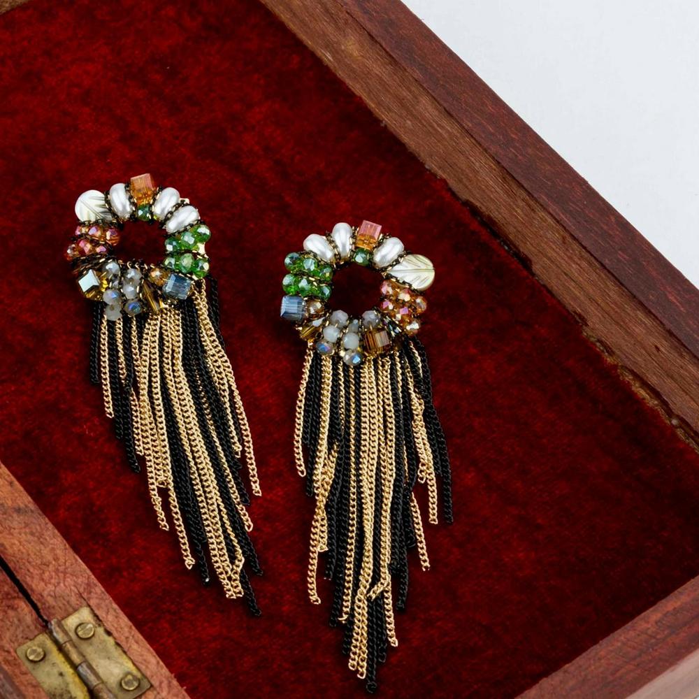Casa Padrino Luxury Ladies Earrings - Handmade 19.2 Carat Gold Earrings -  High Quality Ladies Jewelry - Luxury Quality | Il Padrino Moda
