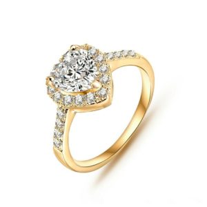 Gold Plated Stone Studded Heart Ring | Buy Designer Imitation Jewellery online