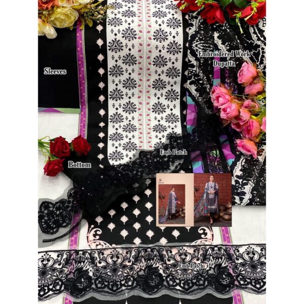 Black Cotton Suit with Embroidered Patch