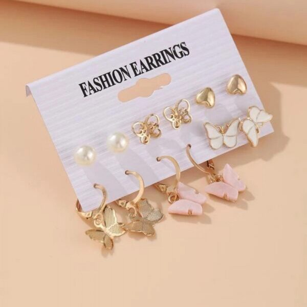 Gold Plated Studs Combo (ERG-8656) - Set of 6 Pairs