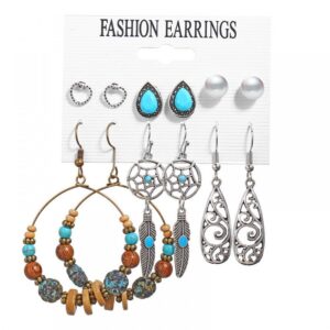 Vintage and oxidized earrings combo - 8606